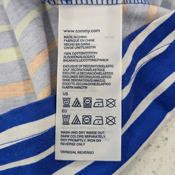 Tommy Hilfiger Women Blue Red Cotton Striped Maxi Skirt Casual Pockets Spring S - Picture 13 of 14